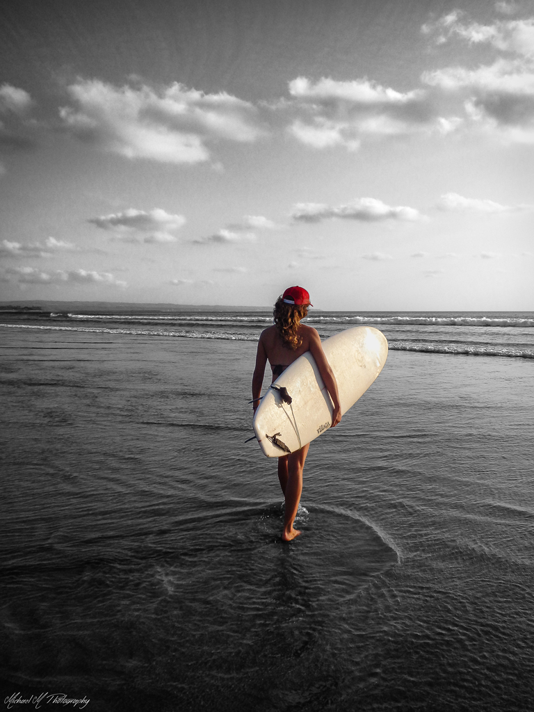 indonesia surfer girl in bali